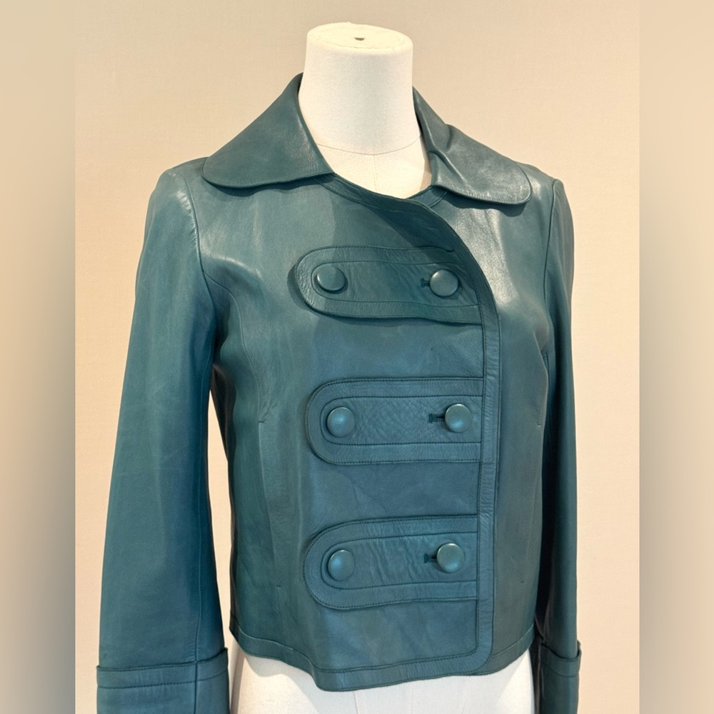Chloe Teal Leather Jacket Size 36